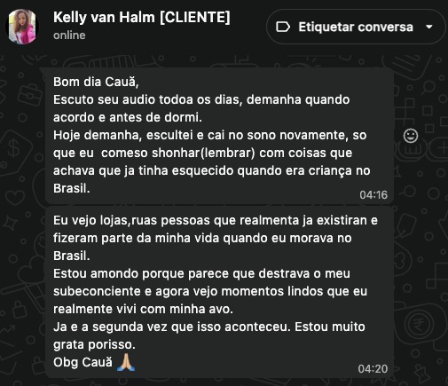 Print da mensagem da Kelly